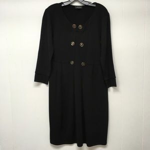 Tahari ASL Knit Dress Black Medium Long Sleeved
